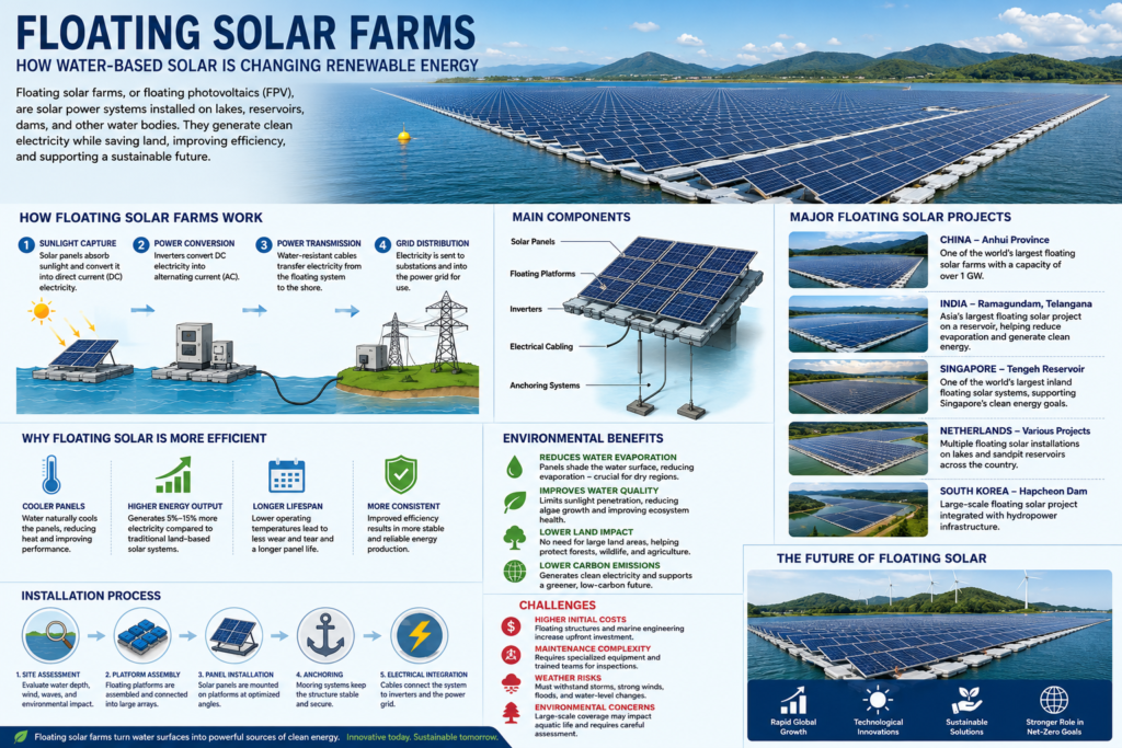 Floating Solar Farms: Benefits, Technology, Projects & Future Growth Floating solar farms